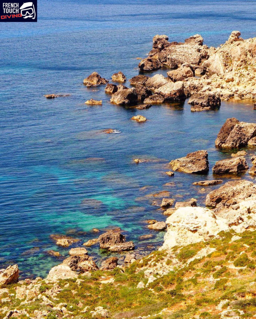Landscape of Malta with rocks and sea